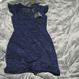 Elegant Navy Lace Dress
